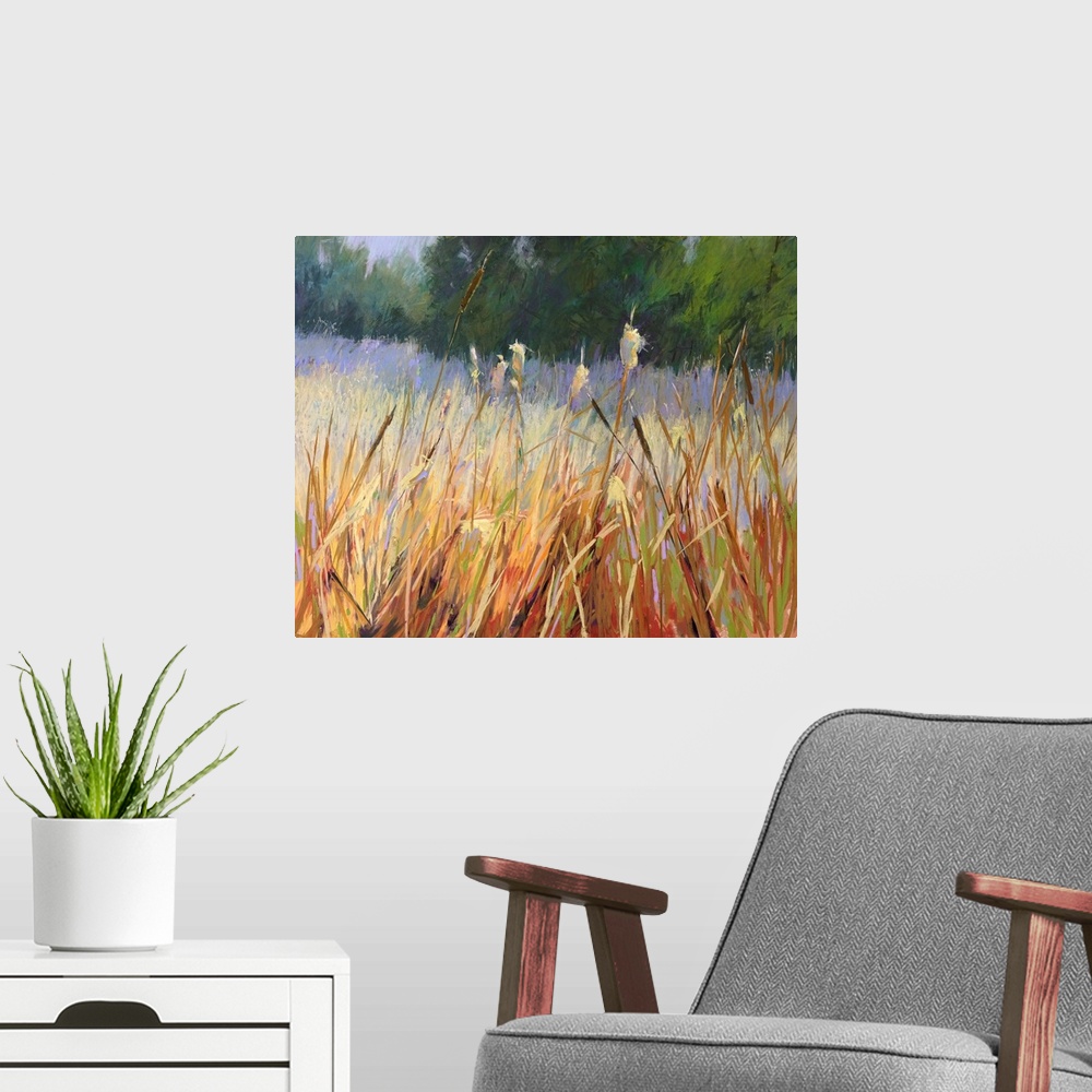 A modern room featuring Cattails