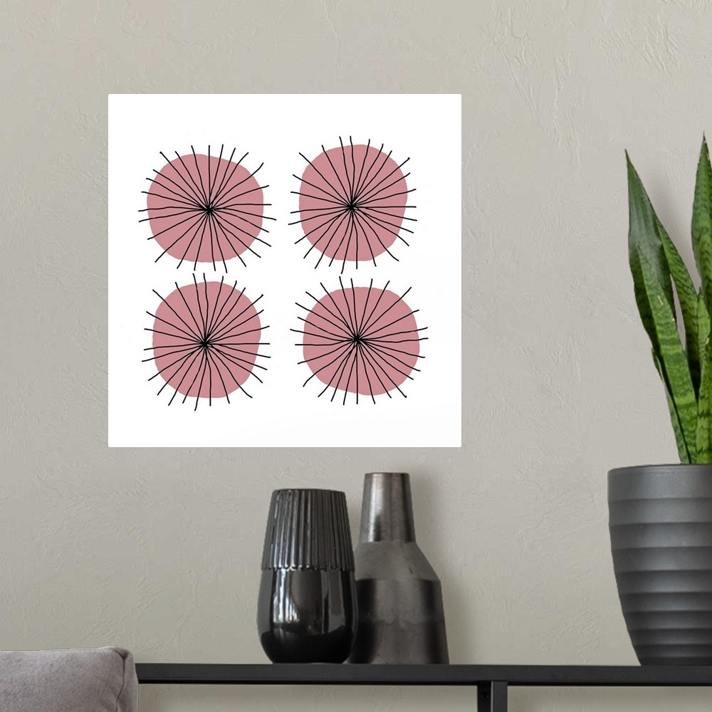A modern room featuring This art print is a digitally illustrated image that is inspired by science and cell division. Th...