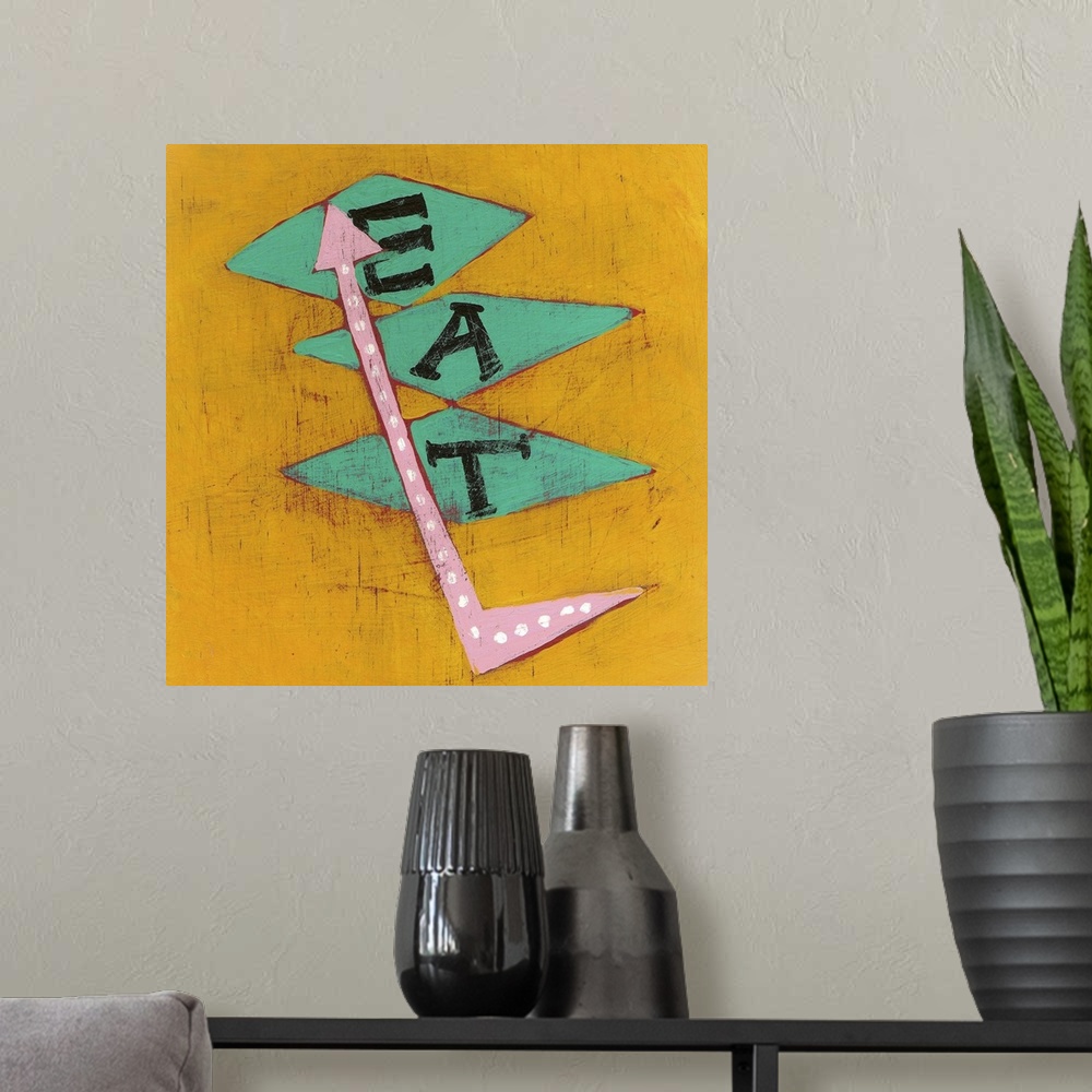 A modern room featuring This art print comes from an original painting on wood and acrylic. This retro look would look gr...