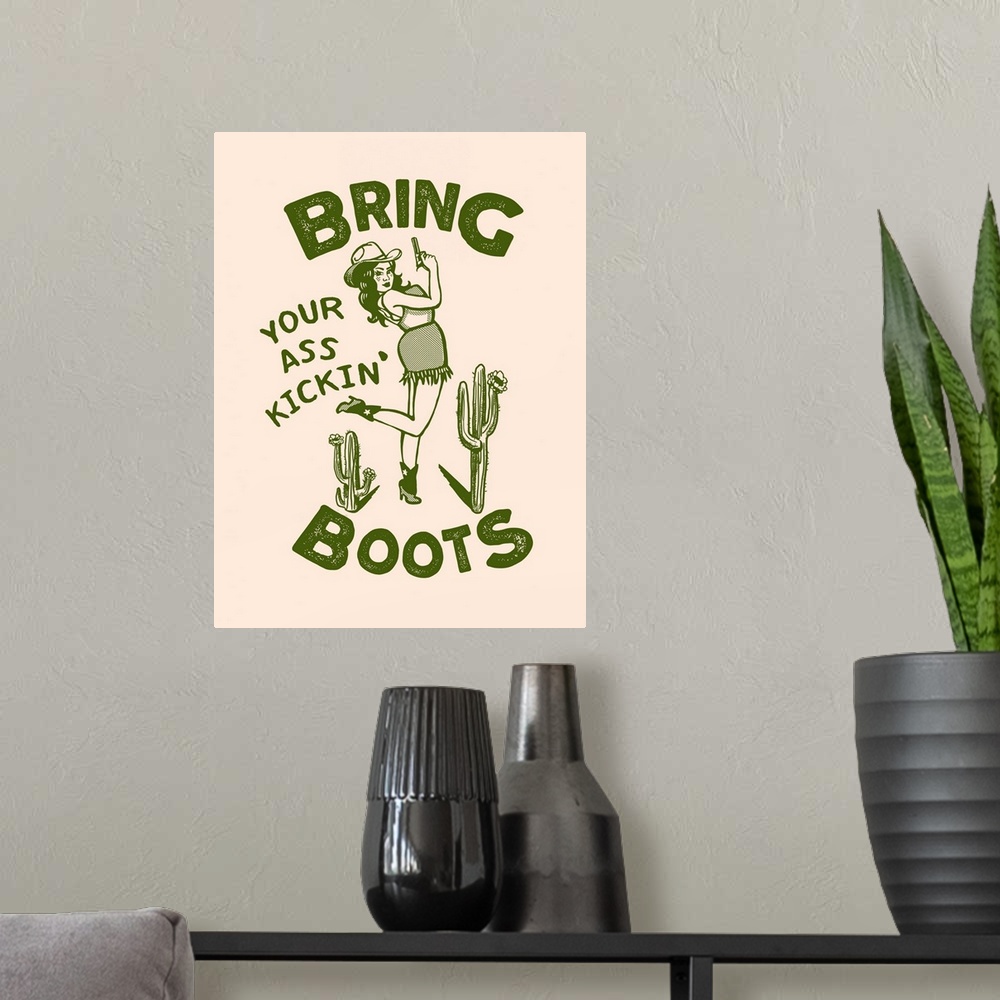 A modern room featuring Ass Kickin Boots - Green