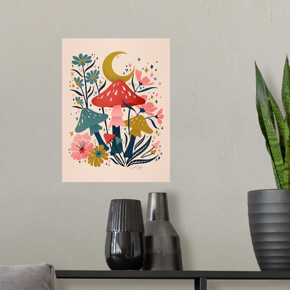 A modern room featuring Blooms And Shrooms Red