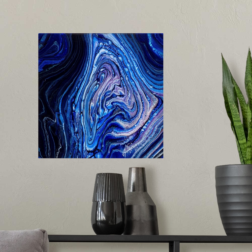 A modern room featuring Blue And Purple Abstract 28