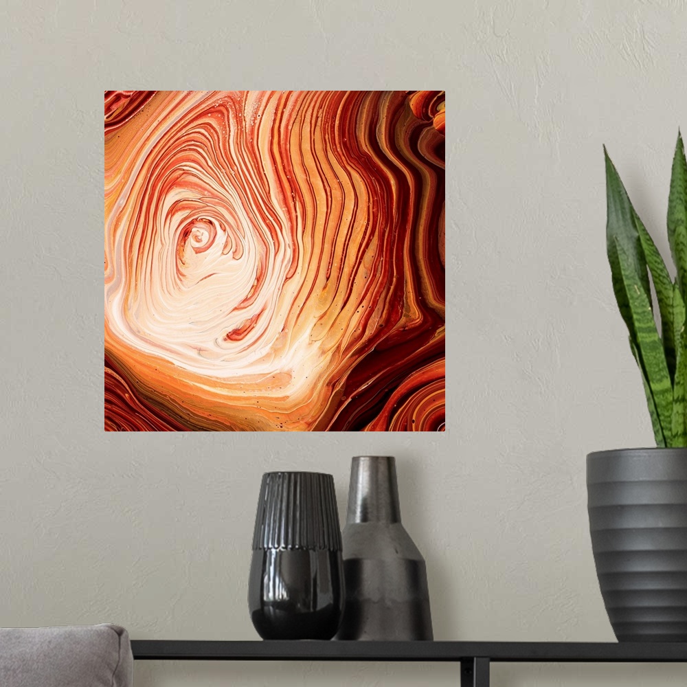 A modern room featuring Brown And Orange Abstract 23