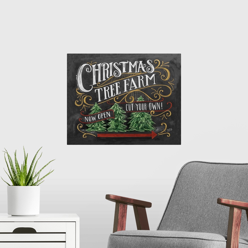 A modern room featuring Christmas Tree Farm