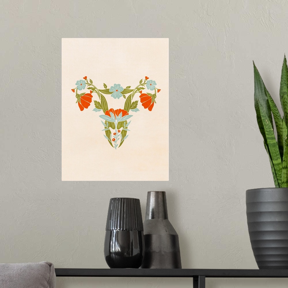 A modern room featuring Floral Uterus