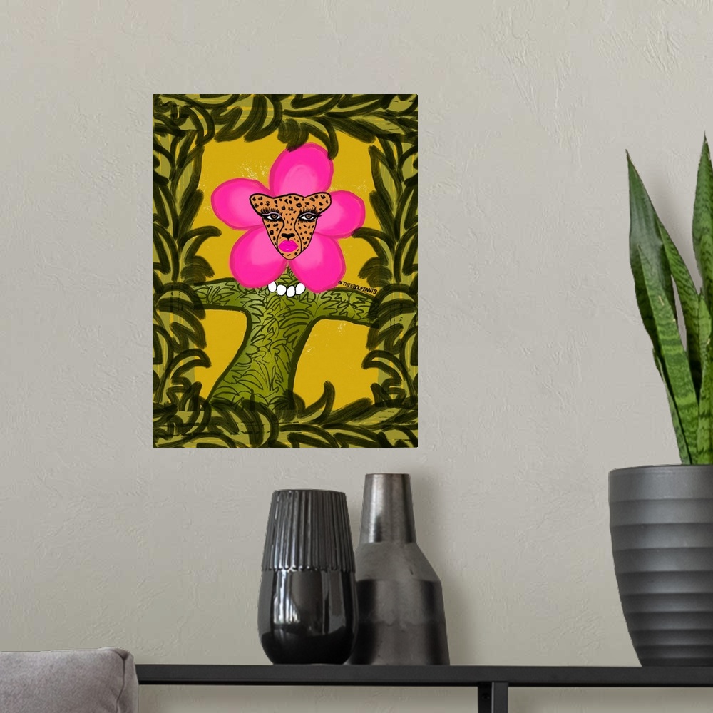 A modern room featuring Flower Girl Cheetah
