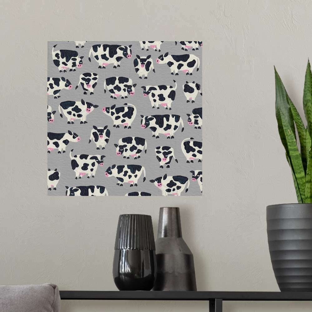 A modern room featuring Grey Cow Collection Pattern