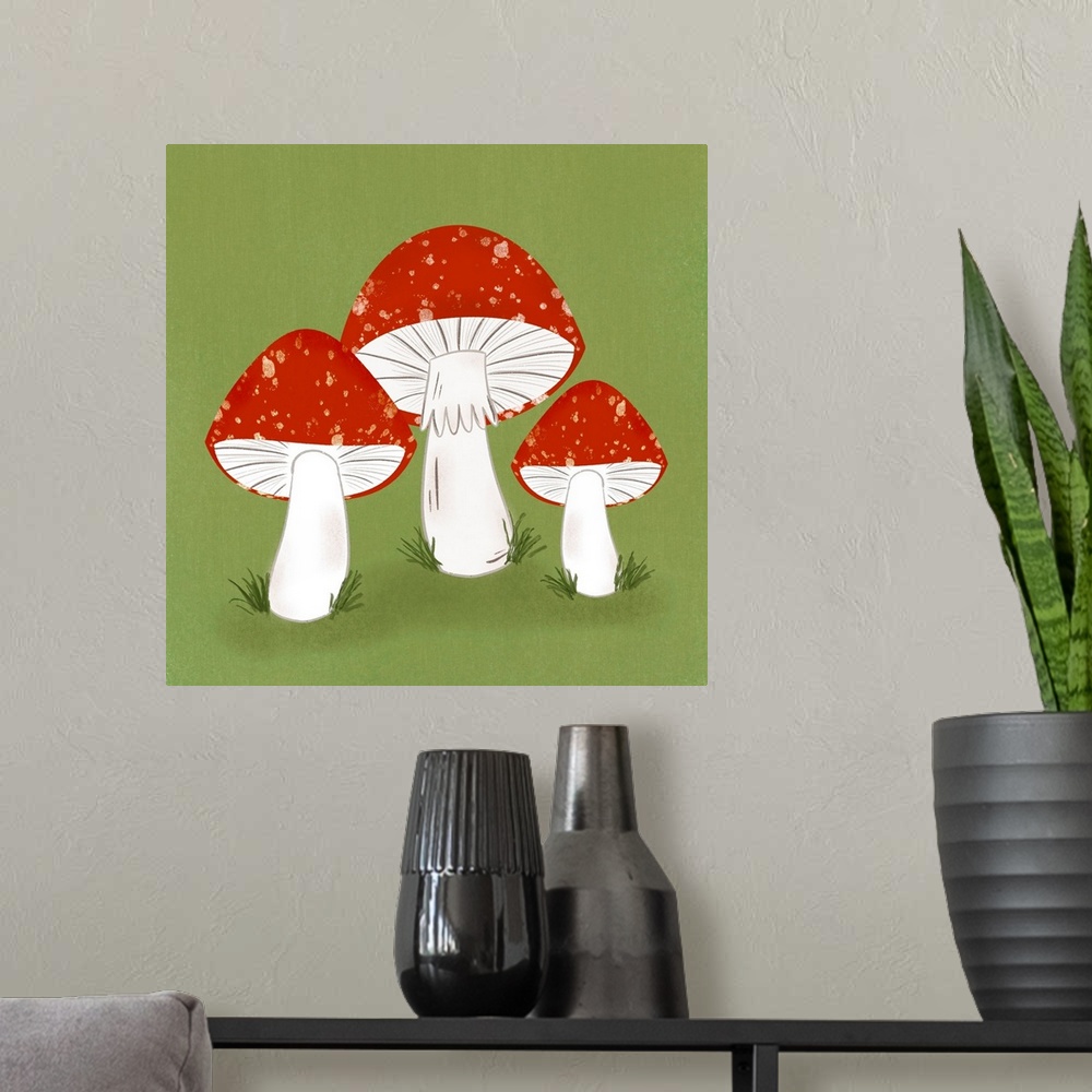 A modern room featuring Mushroom Village - Happy Trio