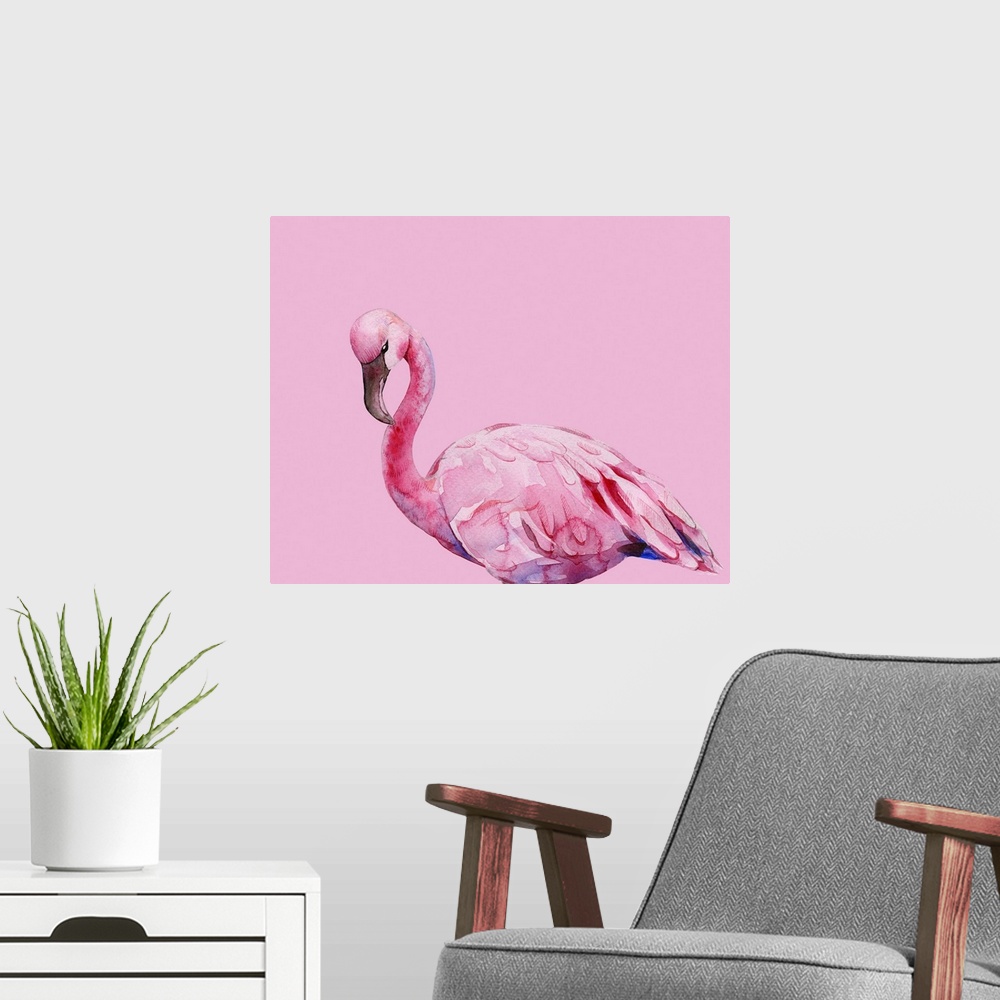 A modern room featuring Pink Flamingo