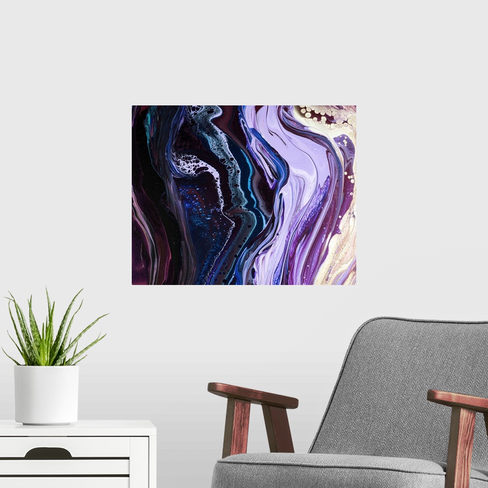 A modern room featuring Purple And Lilac Abstract 60