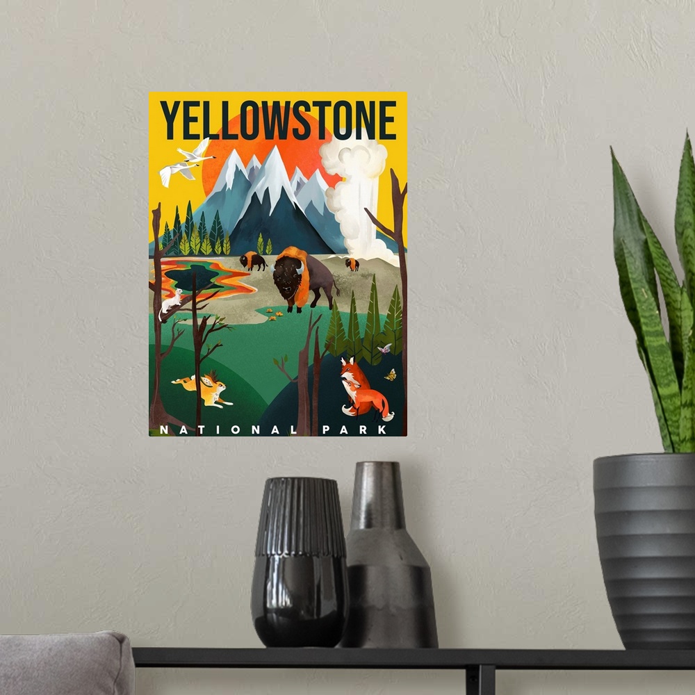 A modern room featuring Yellowstone Park