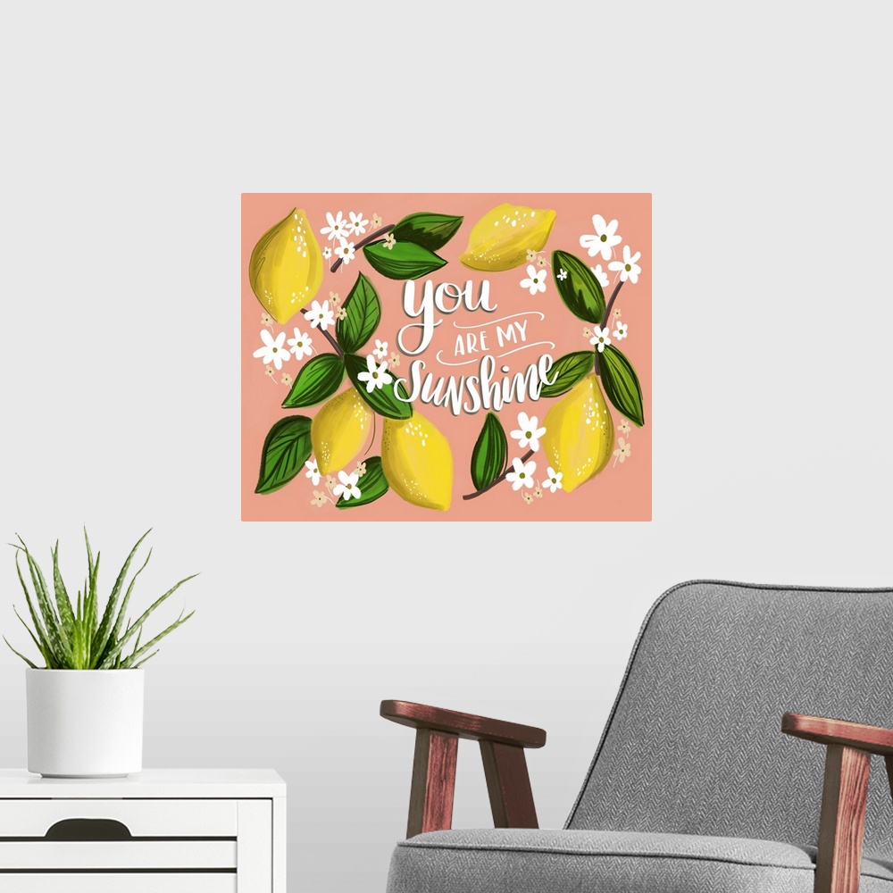 A modern room featuring You Are My Sunshine Peach
