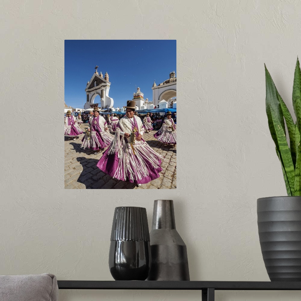 A modern room featuring Dancers in Traditional Costume, Fiesta de la Virgen de la Candelaria, Copacabana, La Paz Departme...