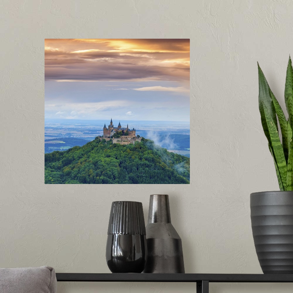 A modern room featuring Elevated view towards Hohenzollern Castle