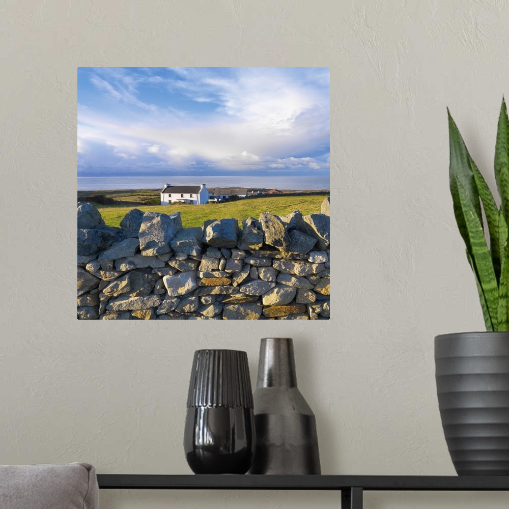 A modern room featuring Ireland, County Donegal, Fanad, House and stone wall.