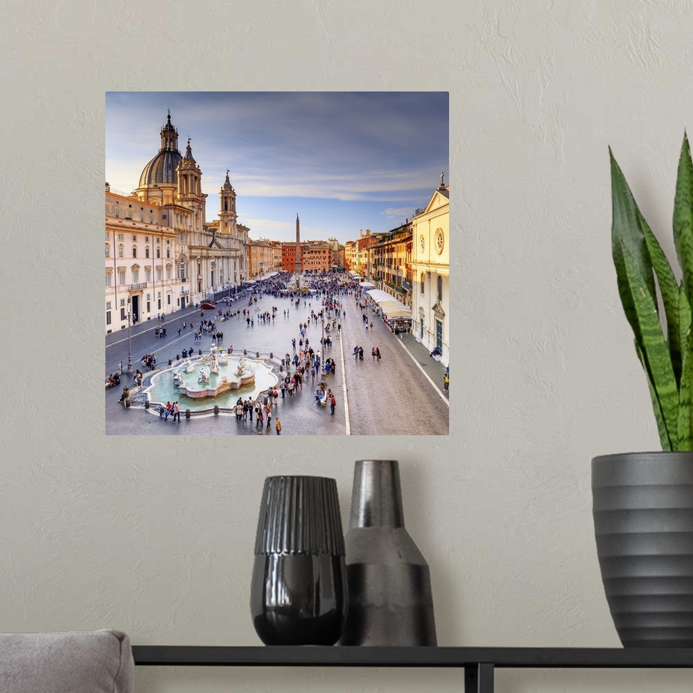 A modern room featuring Italy, Rome, Navona square with Sant'Agnese in Agone church and 4 rivers fountain (Fontana dei Qu...
