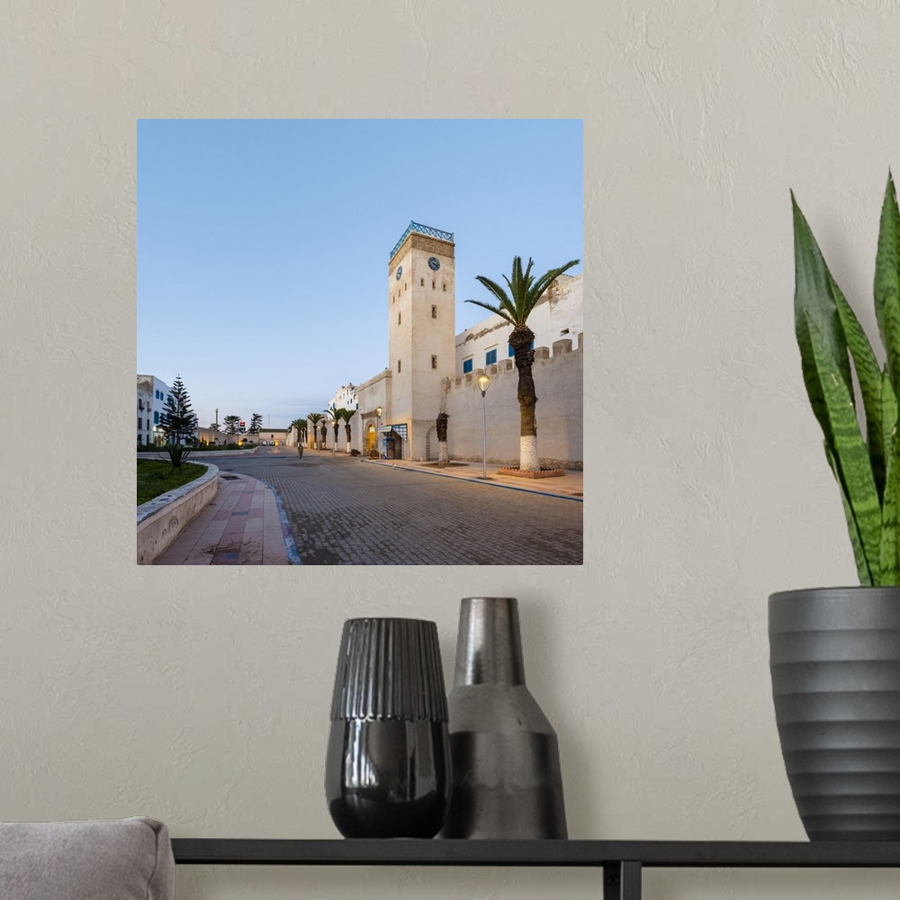 A modern room featuring Morocco, Marrakesh-Safi (Marrakesh-Tensift-El Haouz) region, Essaouira. Place d'Horloge, clocktow...