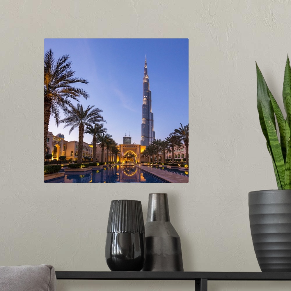 A modern room featuring Uae, Dubai, Burj Khalifa From Dubai Mall Gardens.
