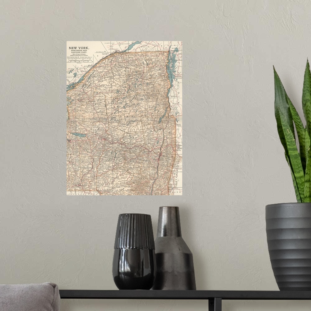 A modern room featuring New York, Northern and Eastern Part - Vintage Map