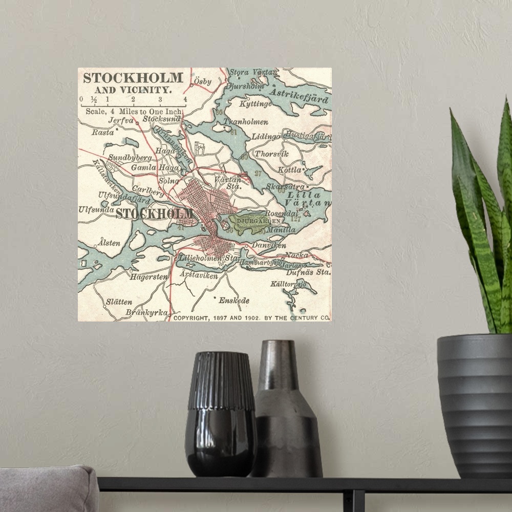 A modern room featuring Stockholm - Vintage Map