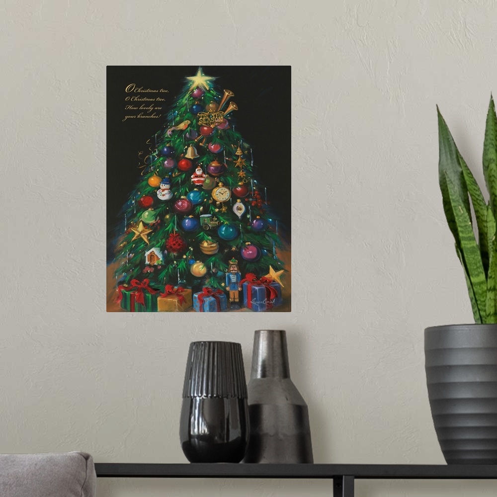 A modern room featuring Christmas Tree