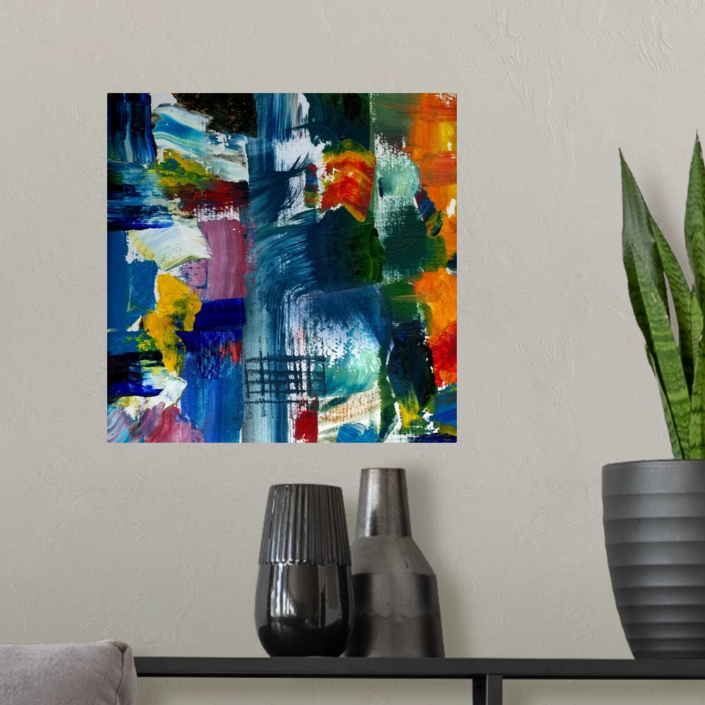 A modern room featuring Abstract Color Panel IV