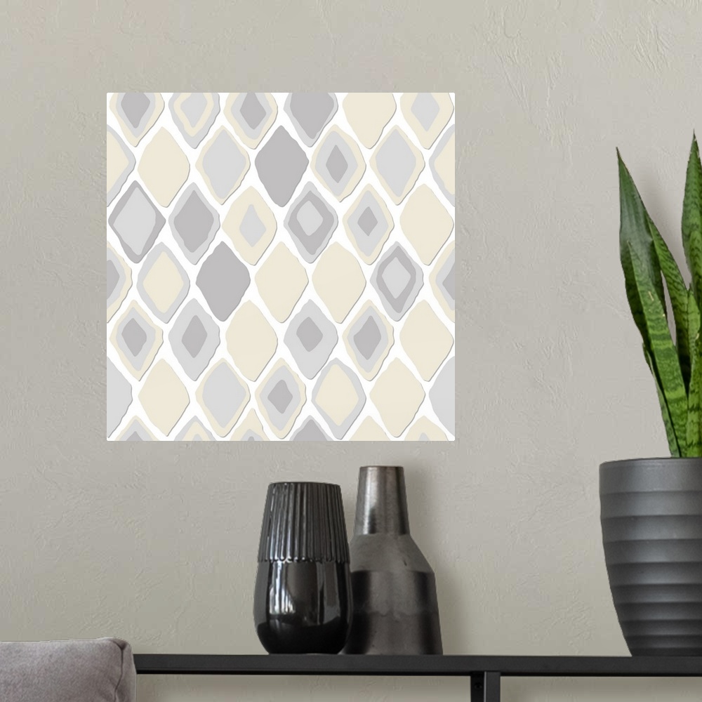 A modern room featuring repeating pattern ~ ikat inspired diamonds (Indian summer)