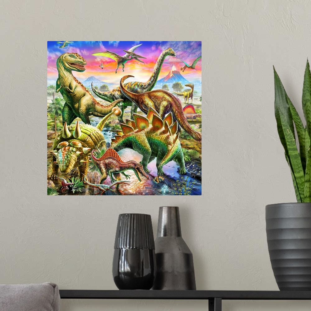 A modern room featuring Dinoscene - Square