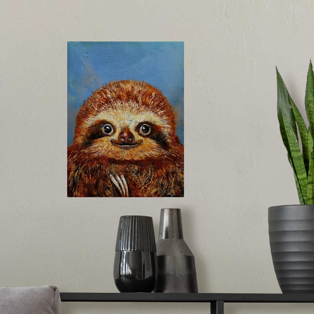 A modern room featuring Baby Sloth
