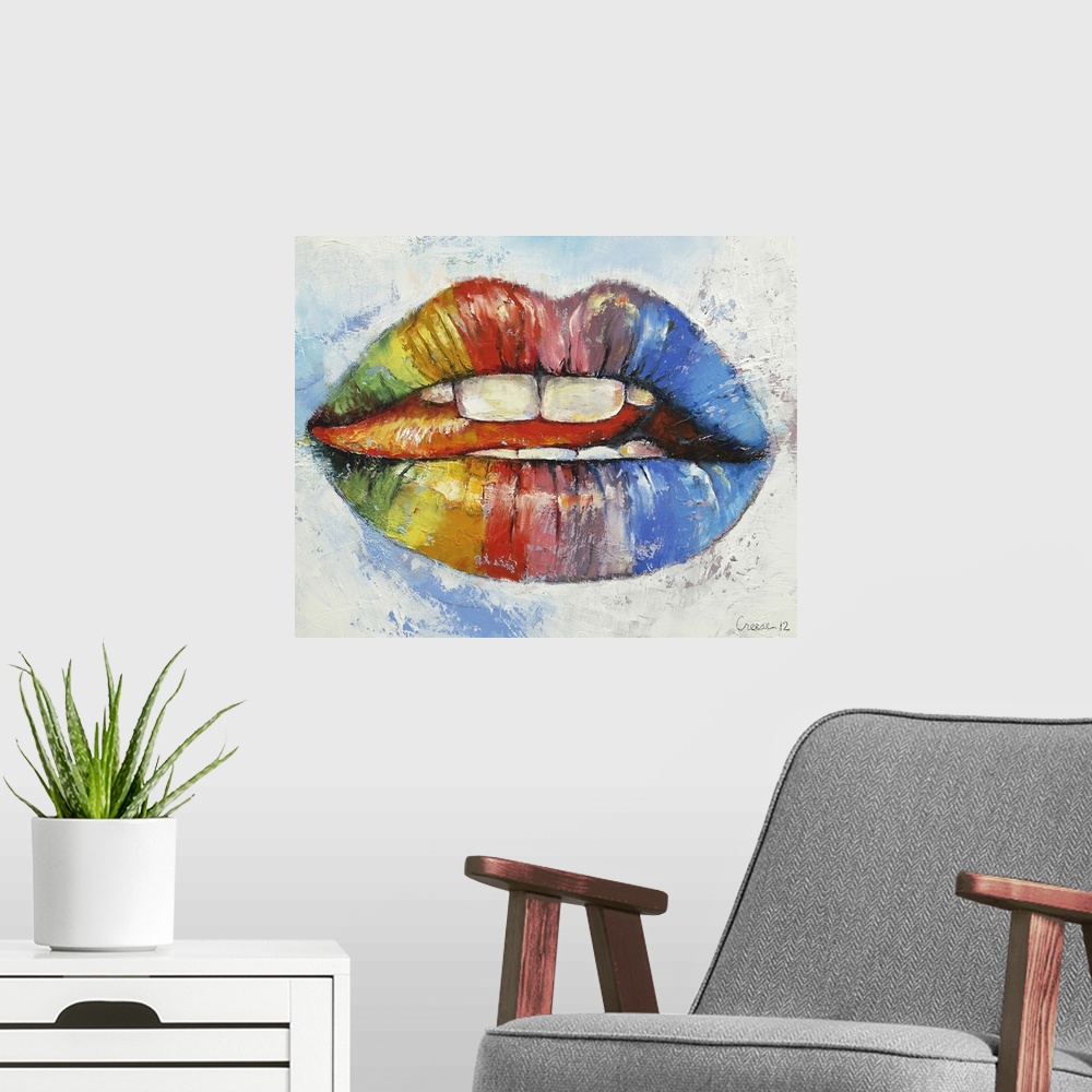 A modern room featuring Lips