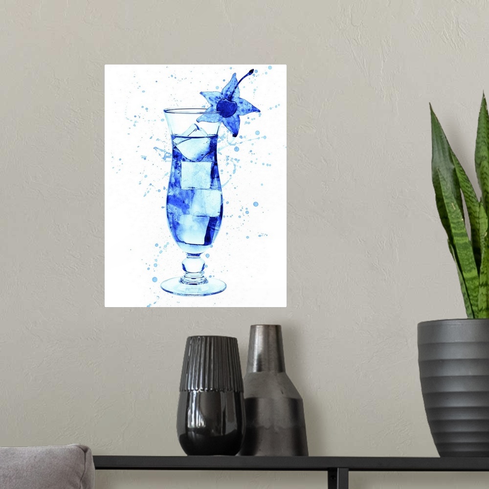 A modern room featuring Cocktail glass watercolor
