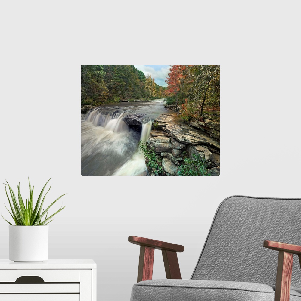 A modern room featuring Waterfall, Mulberry River, Arkansas.