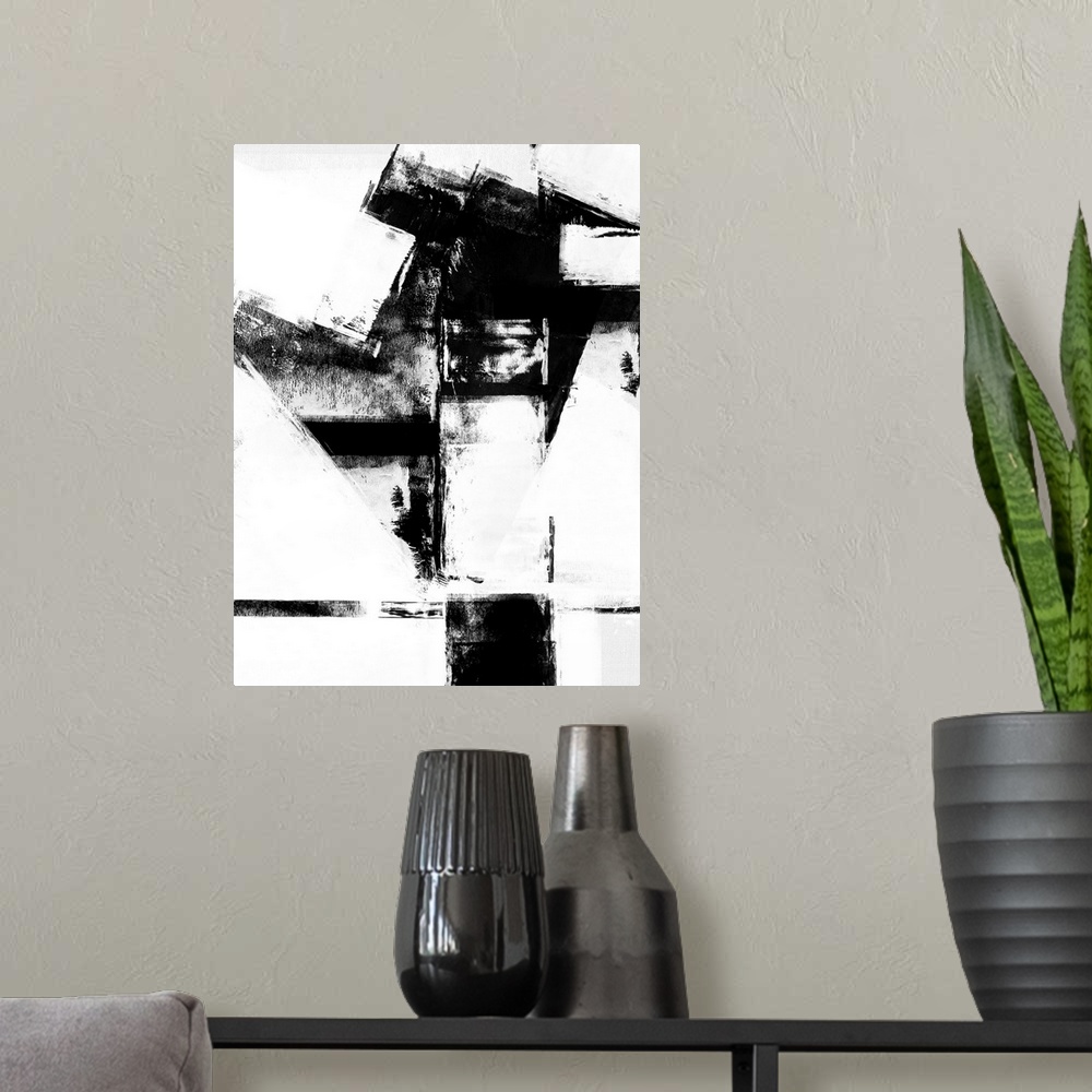 A modern room featuring Abstract Black and White No.11