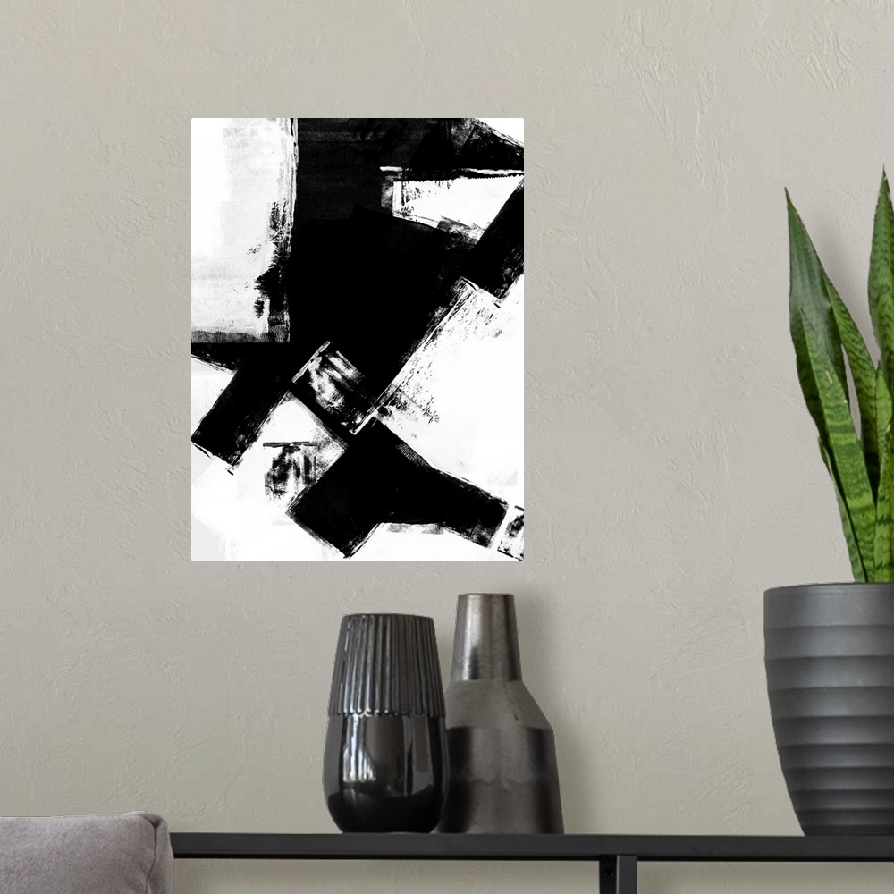 A modern room featuring Abstract Black and White No.9