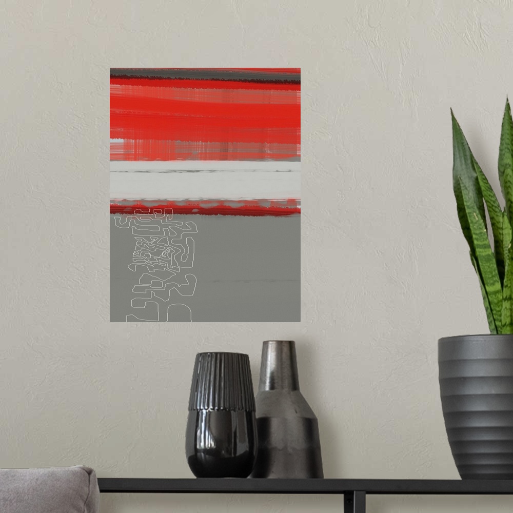 A modern room featuring Abstract Red I