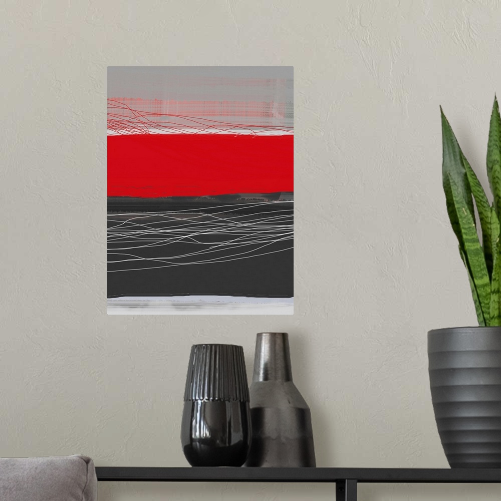 A modern room featuring Abstract Stripe Theme Red