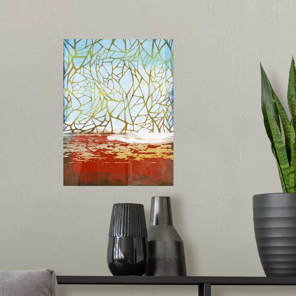 A modern room featuring Abstract Trees Study