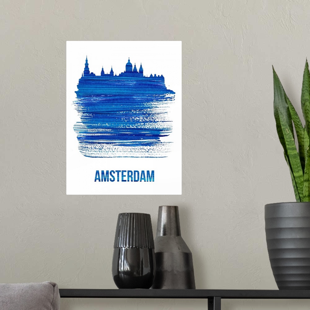 A modern room featuring Amsterdam Skyline