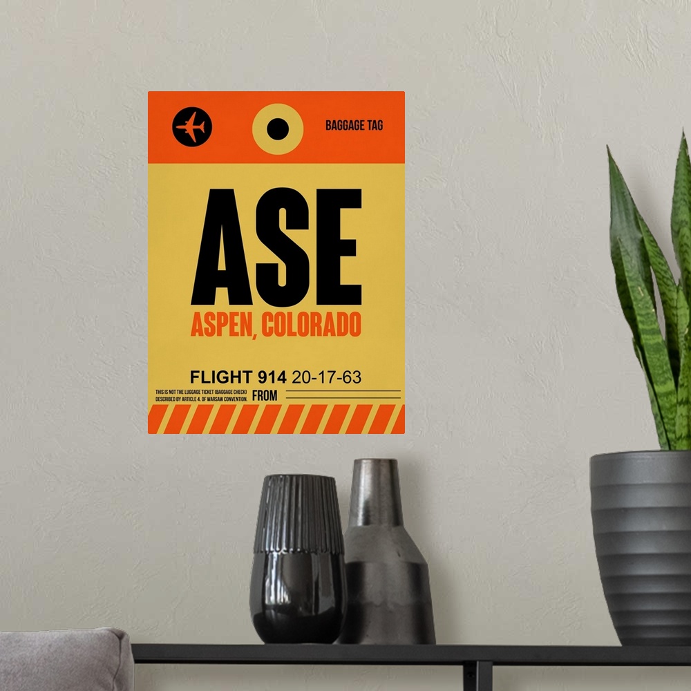 A modern room featuring ASE Aspen Luggage Tag I