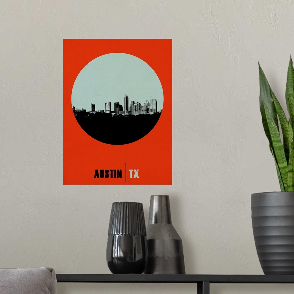 A modern room featuring Austin Circle Poster II