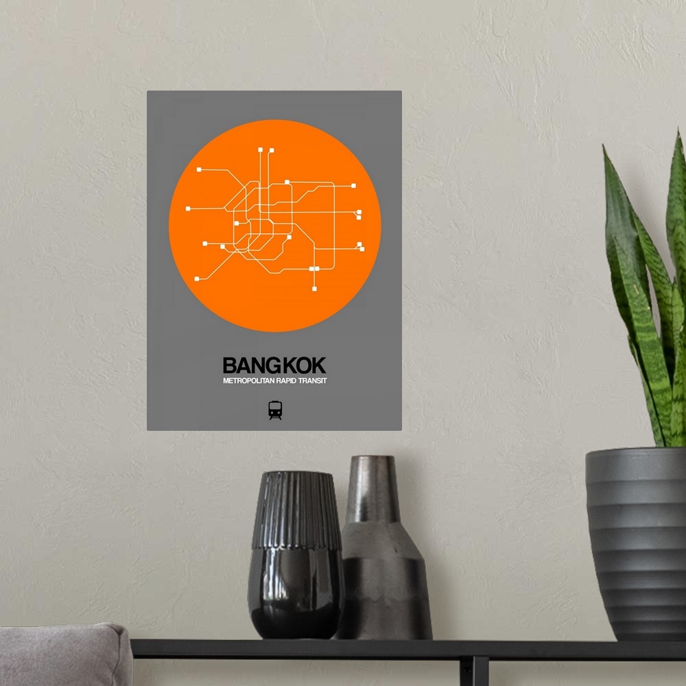 A modern room featuring Bangkok Orange Subway Map
