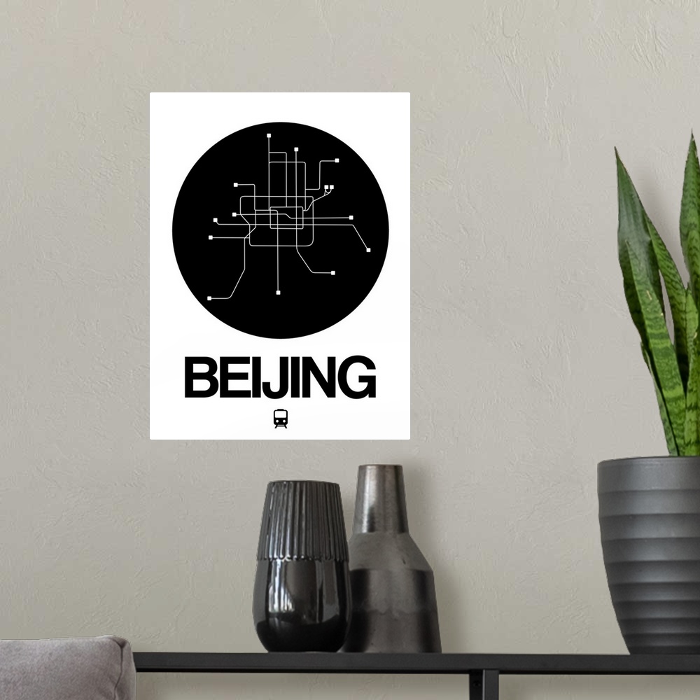 A modern room featuring Beijing Black Subway Map