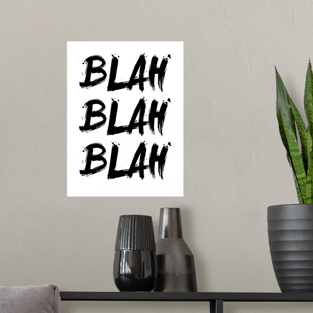 A modern room featuring Blah Blah Blah Poster White
