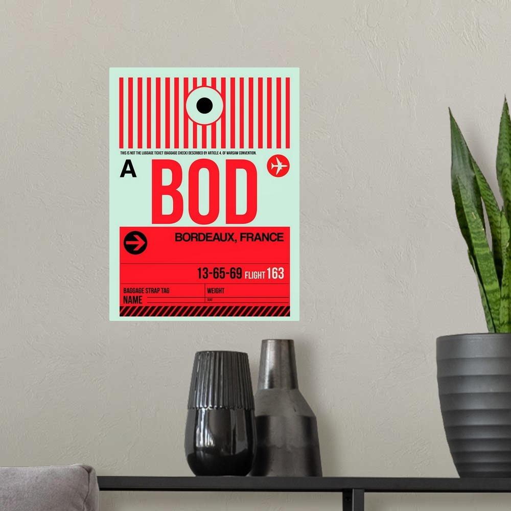 A modern room featuring BOD Bordeaux Luggage Tag I