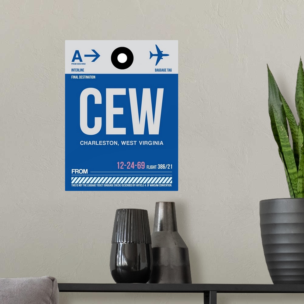 A modern room featuring CEW Charleston Luggage Tag I