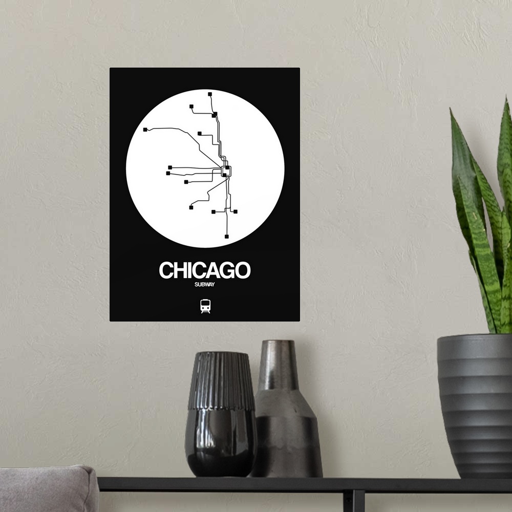 A modern room featuring Chicago White Subway Map