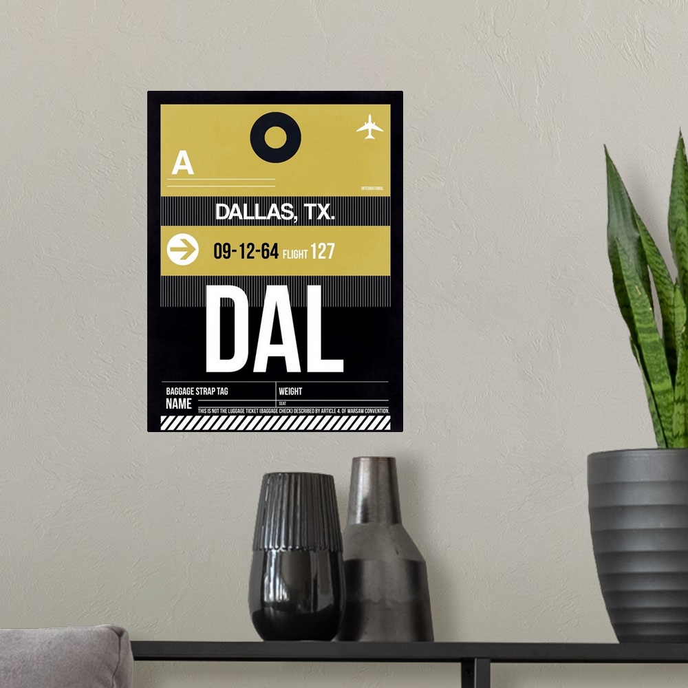 A modern room featuring DAL Dallas Luggage Tag II