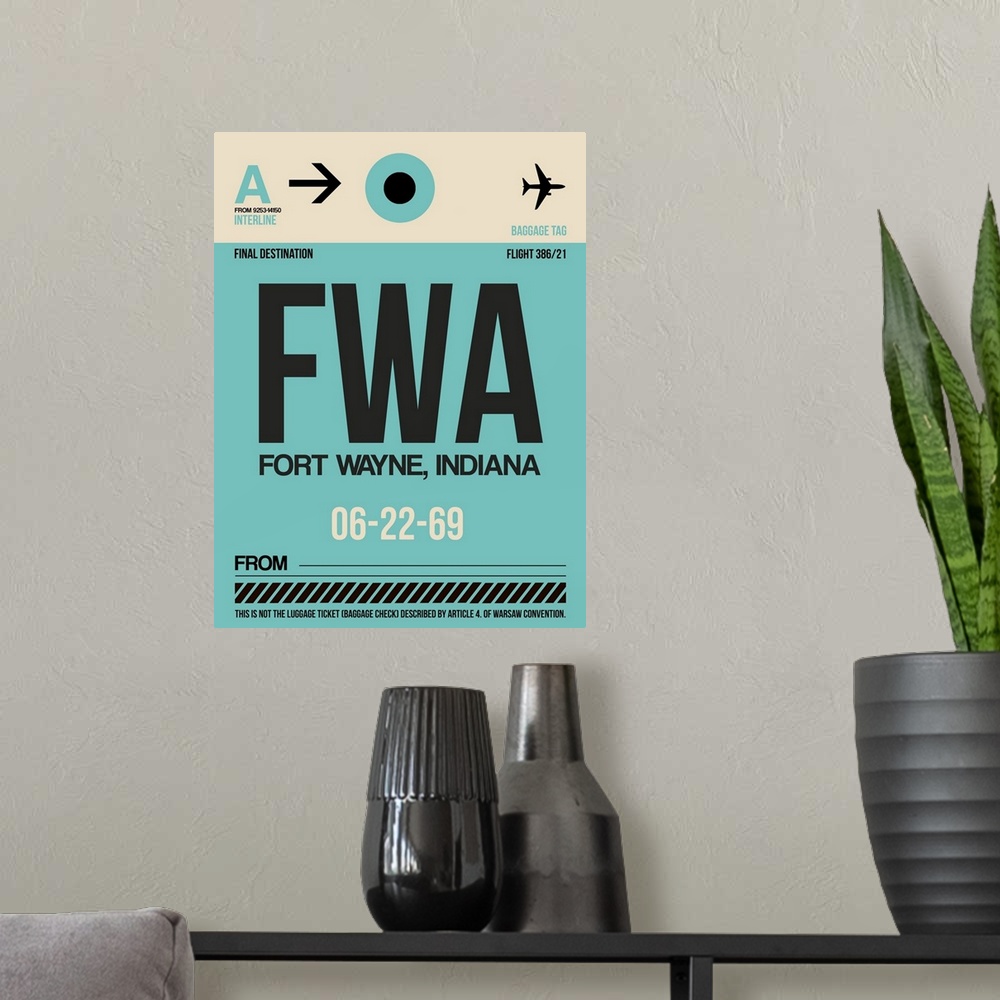 A modern room featuring FWA Fort Wayne Luggage Tag I