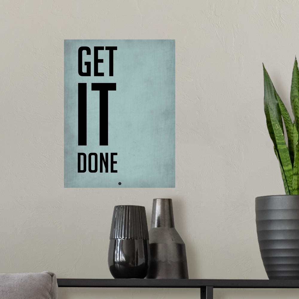 A modern room featuring Get It Done Poster  Blue