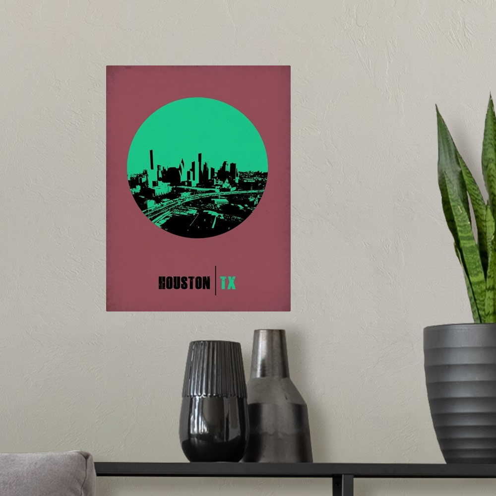 A modern room featuring Houston Circle Poster I